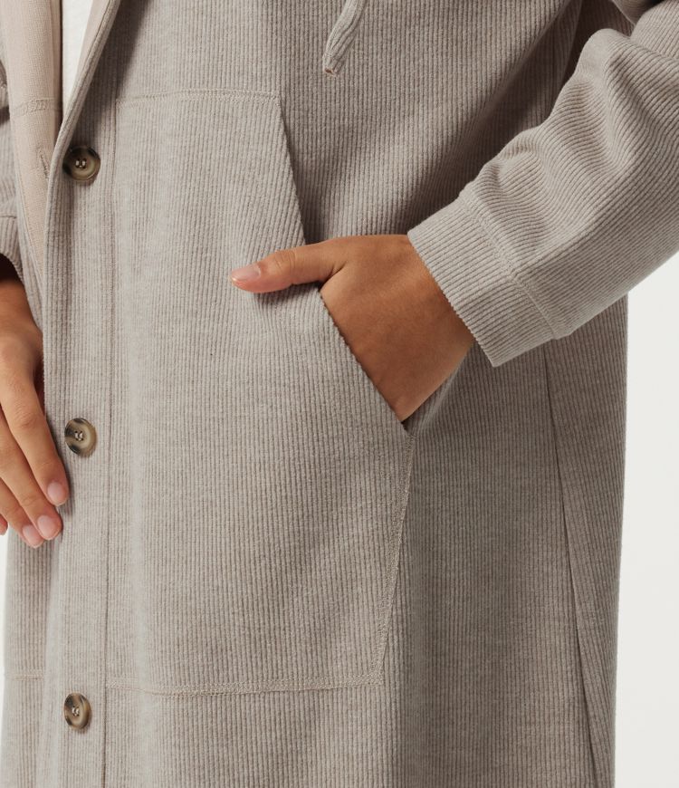 Hooded Long Sleeve Longline Casual Jacket with Pockets Hooded Long Sleeve Longline Casual Jacket with Pockets