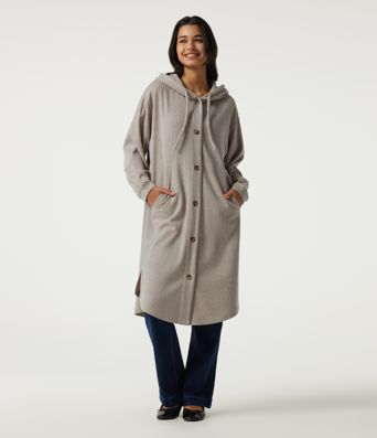 Hooded Long Sleeve Longline Casual Jacket with Pockets Hooded Long Sleeve Longline Casual Jacket with Pockets