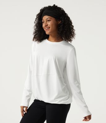 Round Neck Long Sleeve Oversized Casual Sports Top