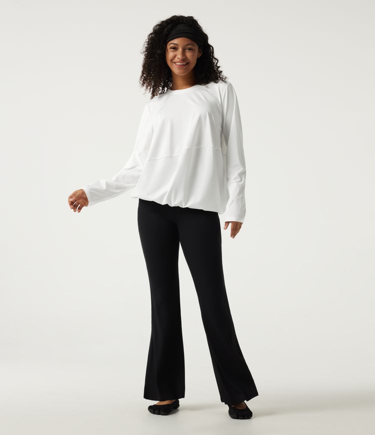 Round Neck Long Sleeve Oversized Casual Sports Top