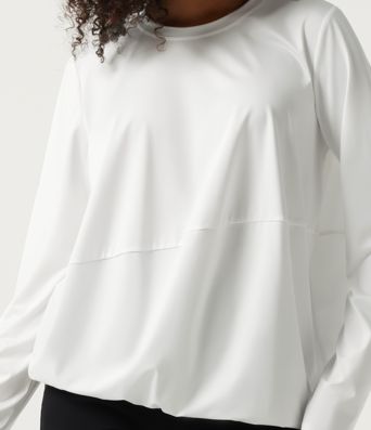 Round Neck Long Sleeve Oversized Casual Sports Top