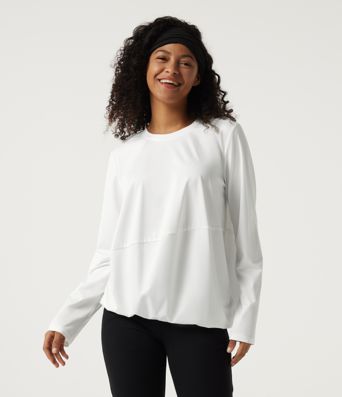 Round Neck Long Sleeve Oversized Casual Sports Top