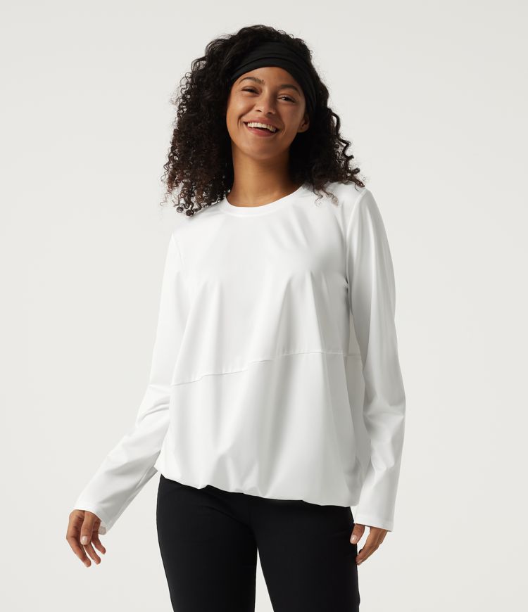 Round Neck Long Sleeve Oversized Casual Sports Top