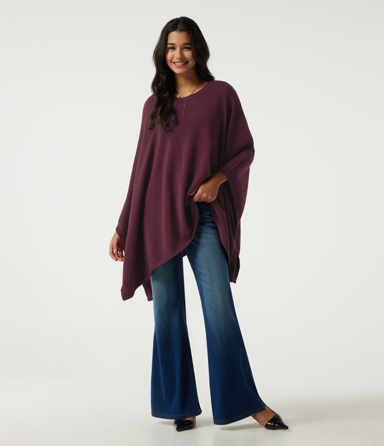 Round Neck Batwing Sleeve Casual Sweater