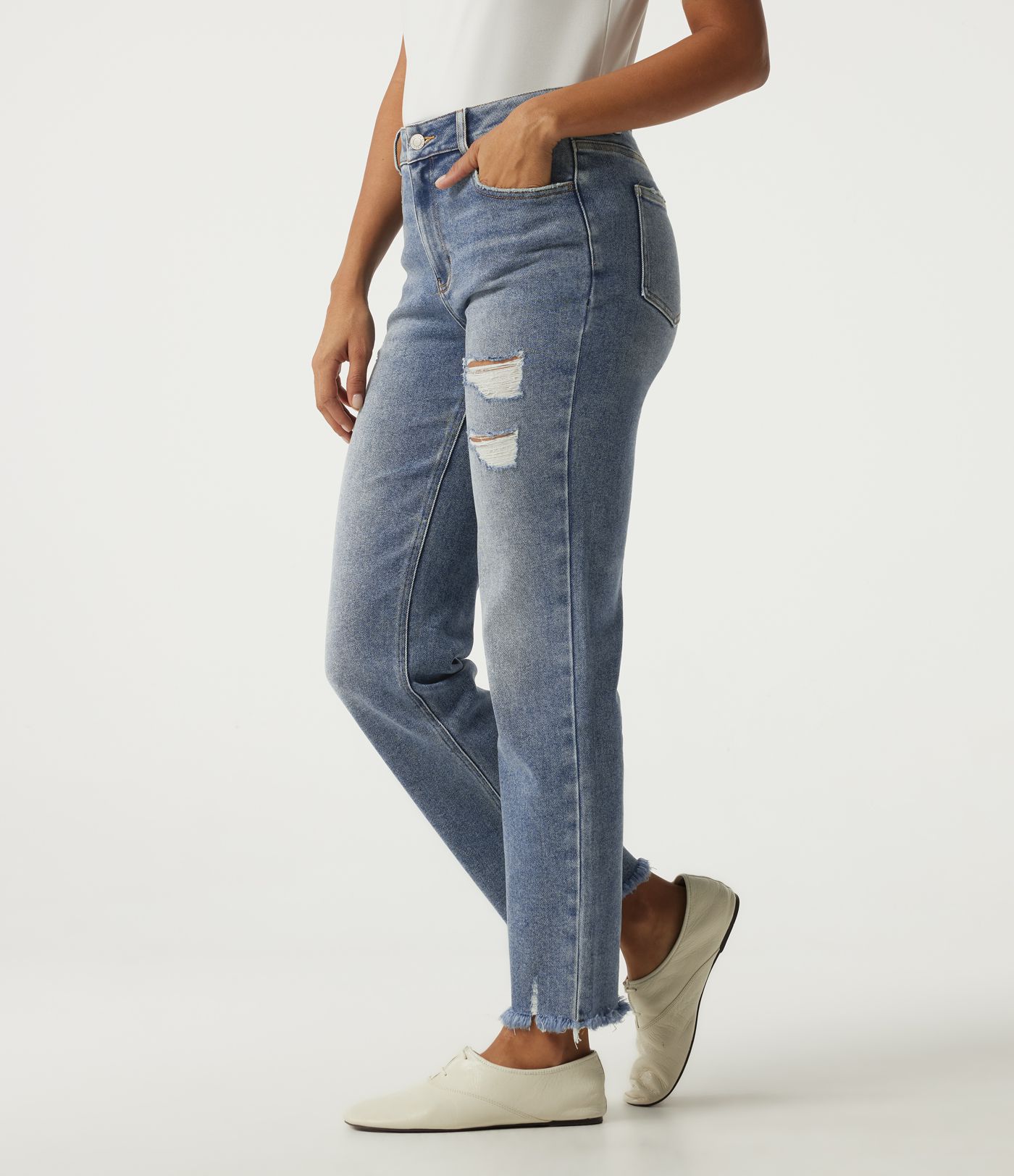 High Waisted Straight Leg Casual Cotton Jeans with Pockets High Waisted Straight Leg Casual Cotton Jeans with Pockets
