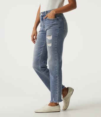 High Waisted Straight Leg Casual Cotton Jeans with Pockets High Waisted Straight Leg Casual Cotton Jeans with Pockets