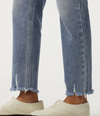 High Waisted Straight Leg Casual Cotton Jeans with Pockets High Waisted Straight Leg Casual Cotton Jeans with Pockets