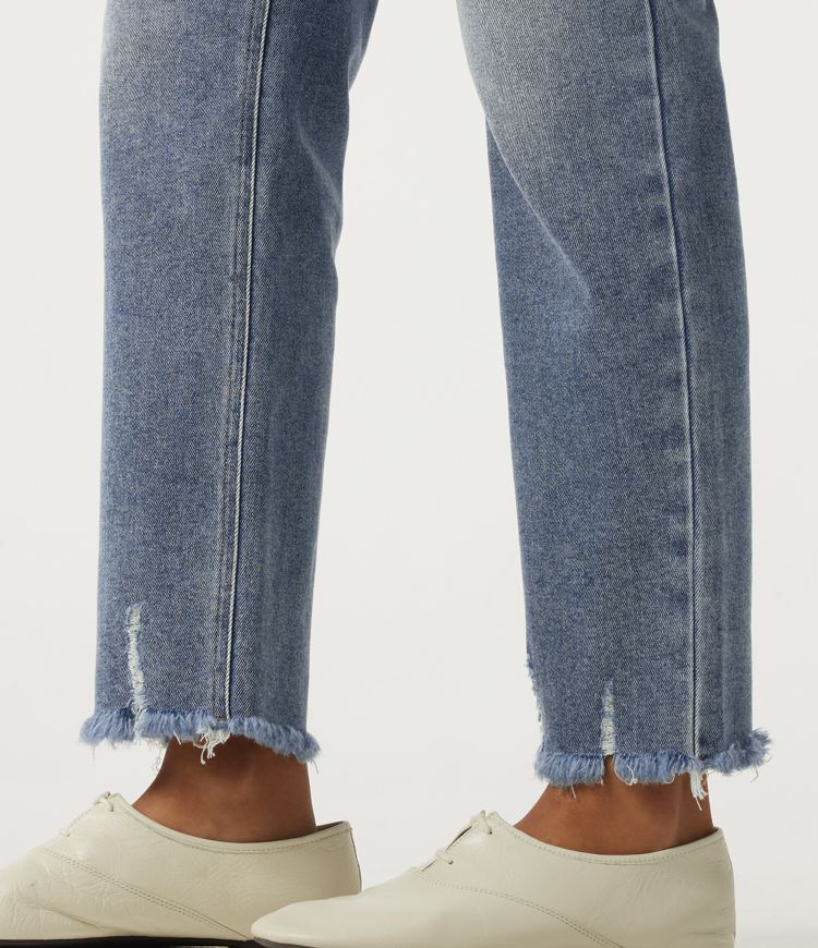High Waisted Straight Leg Casual Cotton Jeans with Pockets High Waisted Straight Leg Casual Cotton Jeans with Pockets