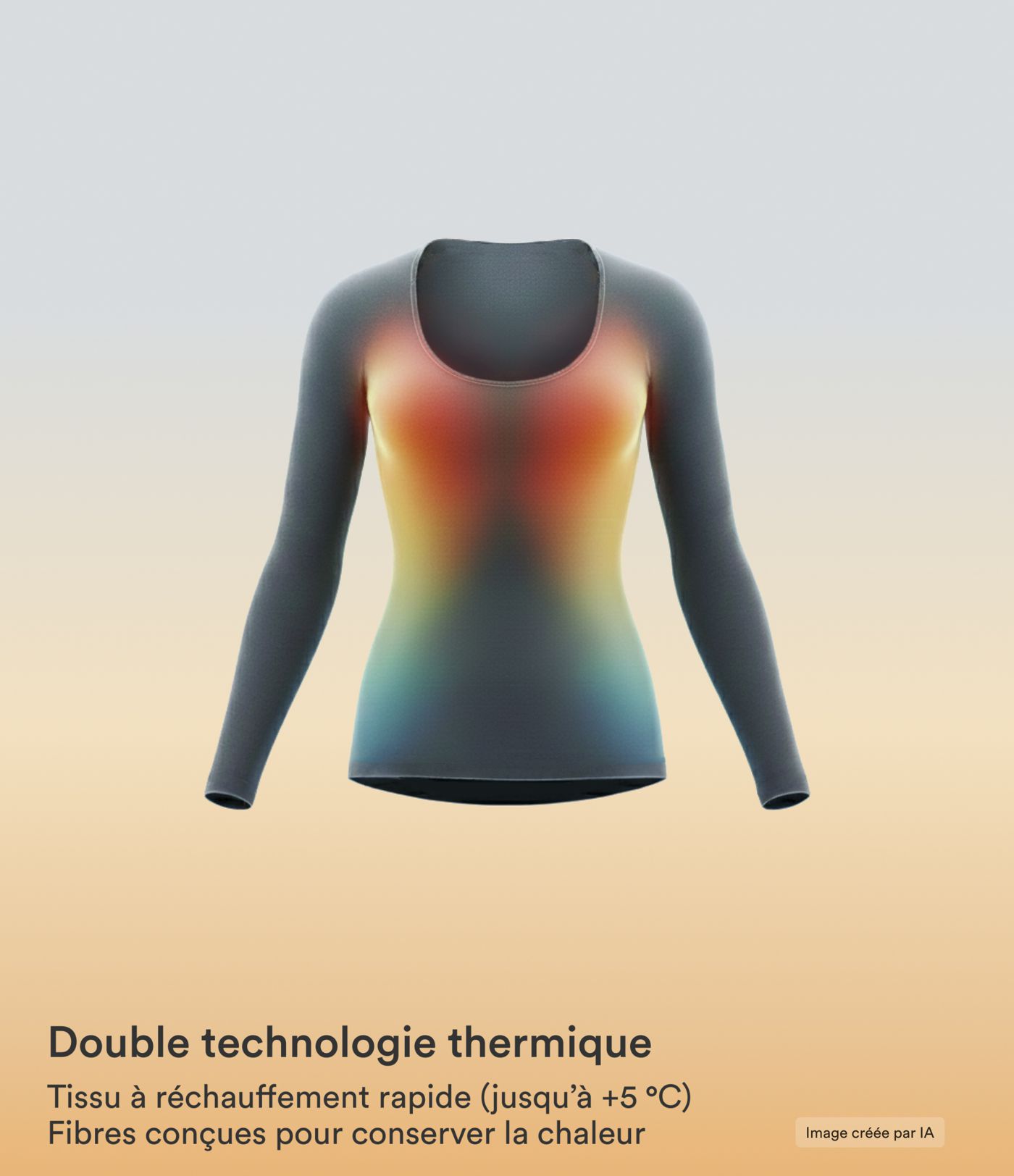 T-shirt réchauffant col échancré manches longues T-shirt réchauffant col échancré manches longues