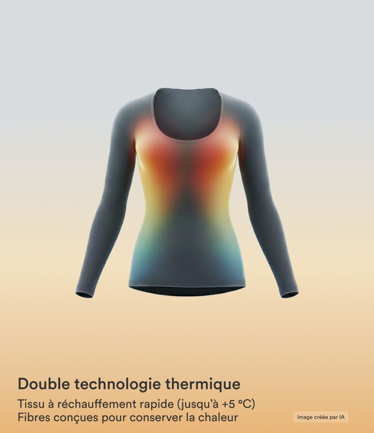 T-shirt réchauffant col échancré manches longues T-shirt réchauffant col échancré manches longues