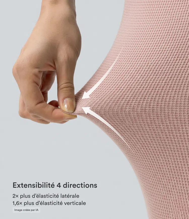 Peach Beige Halara Flex™ Pantalon Tailleur en tissu gaufré à taille haute, jambes larges, plis et poches latérales / 2