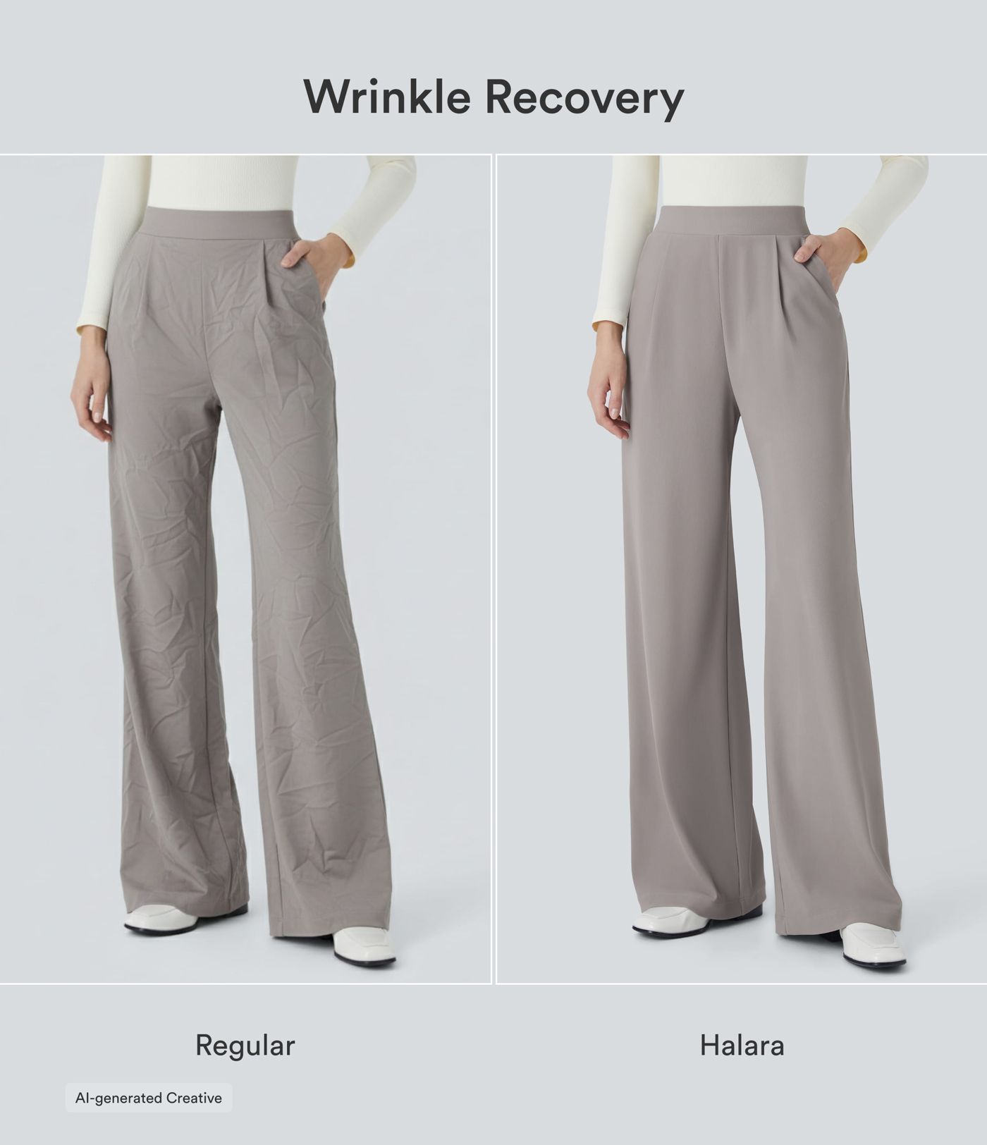 Halara Flex™ Figurformende Stoffhose aus Micro-Waffel-Stoff mit hohem Bund, weitem Bein, Seitentasche, Energiehose Halara Flex™ Figurformende Stoffhose aus Micro-Waffel-Stoff mit hohem Bund, weitem Bein, Seitentasche, Energiehose