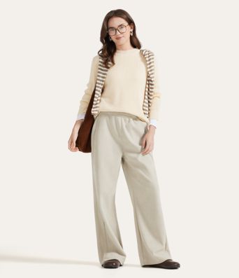 High Waisted Pocket Straight Leg Mop Corduroy Casual Trousers