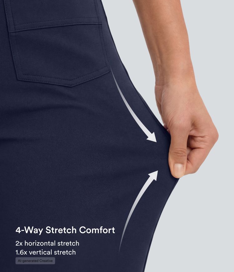 Pantalon taille haute coupe droite DayStretch avec poches