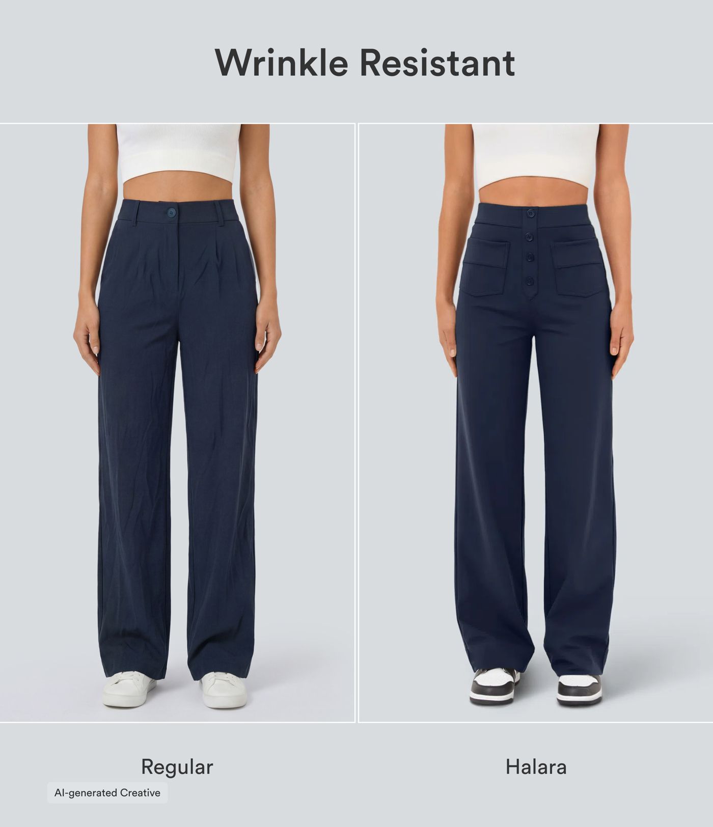 Pantalones casuales rectos de cintura alta con bolsillos, cómodos para el día a día