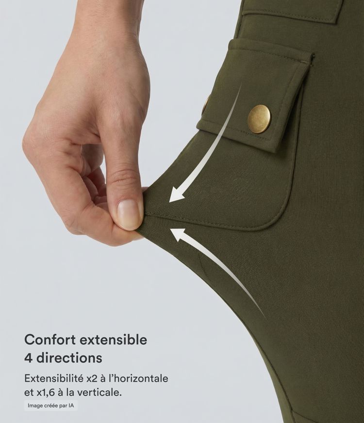 Pantalon cargo ajusté uni taille haute DayStretch avec poches zippées Pantalon cargo ajusté uni taille haute DayStretch avec poches zippées