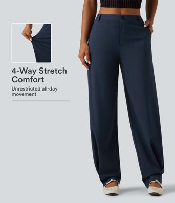 Halara Flex™ DayStretch Arbeitshosen mit mittlerer Bundhöhe, Barrel‑Leg und Taschen Halara Flex™ DayStretch Arbeitshosen mit mittlerer Bundhöhe, Barrel‑Leg und Taschen
