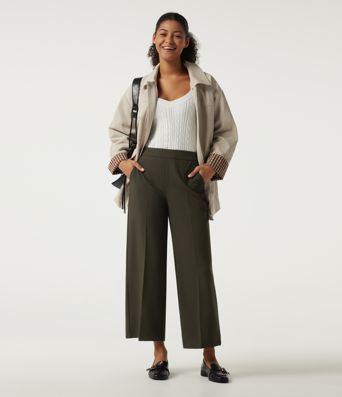 Pantalon de bureau droit à taille mi-haute avec poches