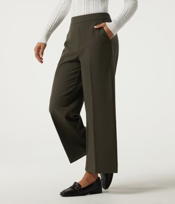 Pantalon de bureau droit à taille mi-haute avec poches