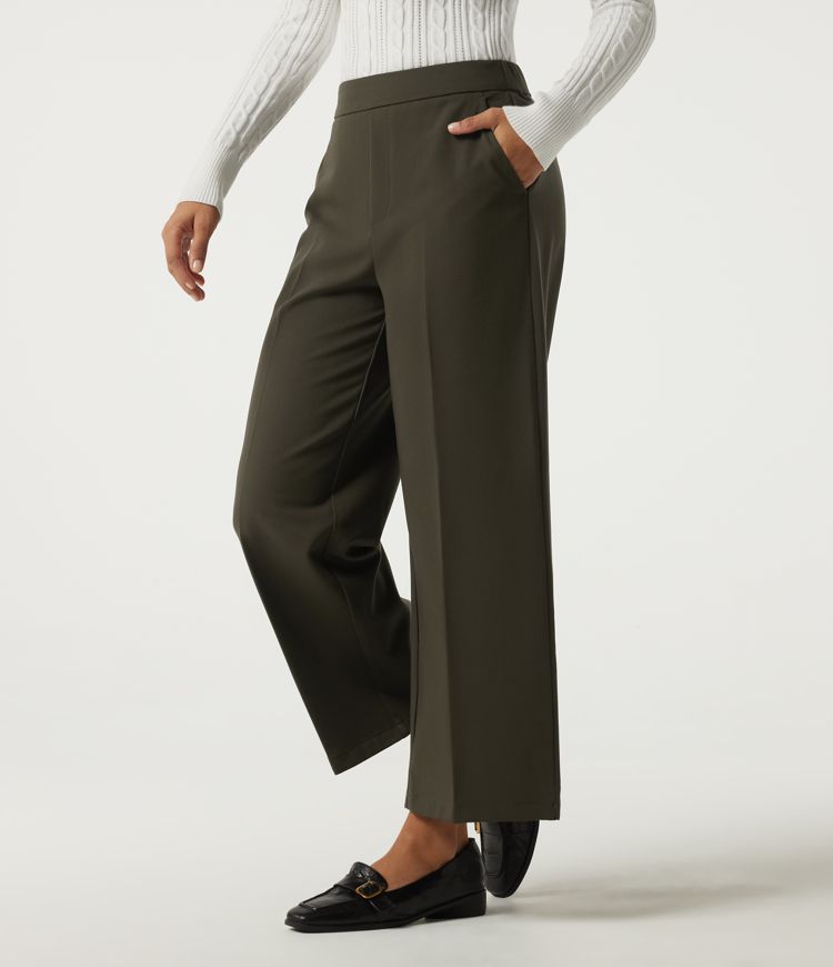 Pantalon de bureau droit à taille mi-haute avec poches
