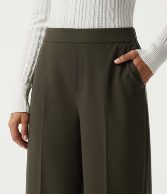 Pantalon de bureau droit à taille mi-haute avec poches