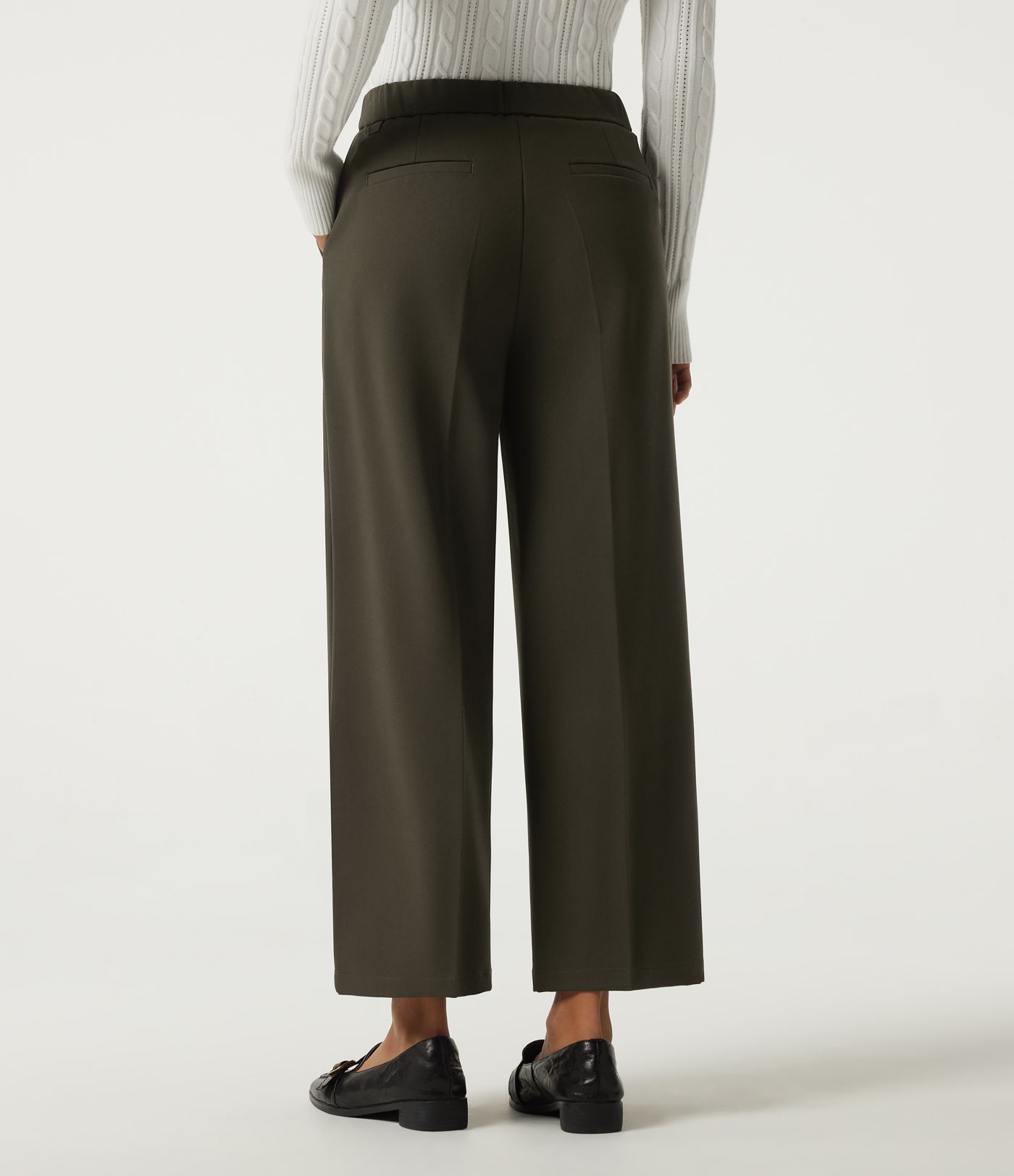 Pantalon de bureau droit à taille mi-haute avec poches