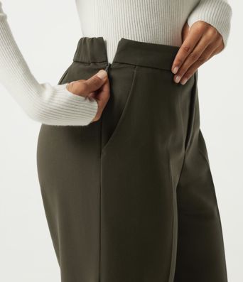 Pantalon de bureau droit à taille mi-haute avec poches