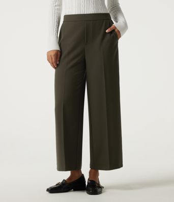 Pantalon de bureau droit à taille mi-haute avec poches