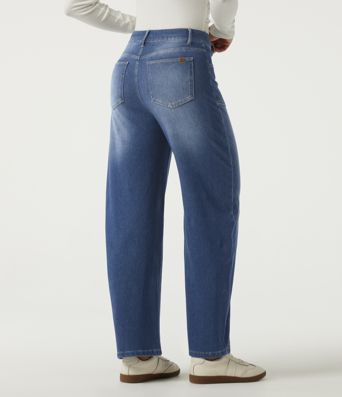 Halara Flex™ High Waisted Barrel Leg Casual Cotton Jeans with Pockets