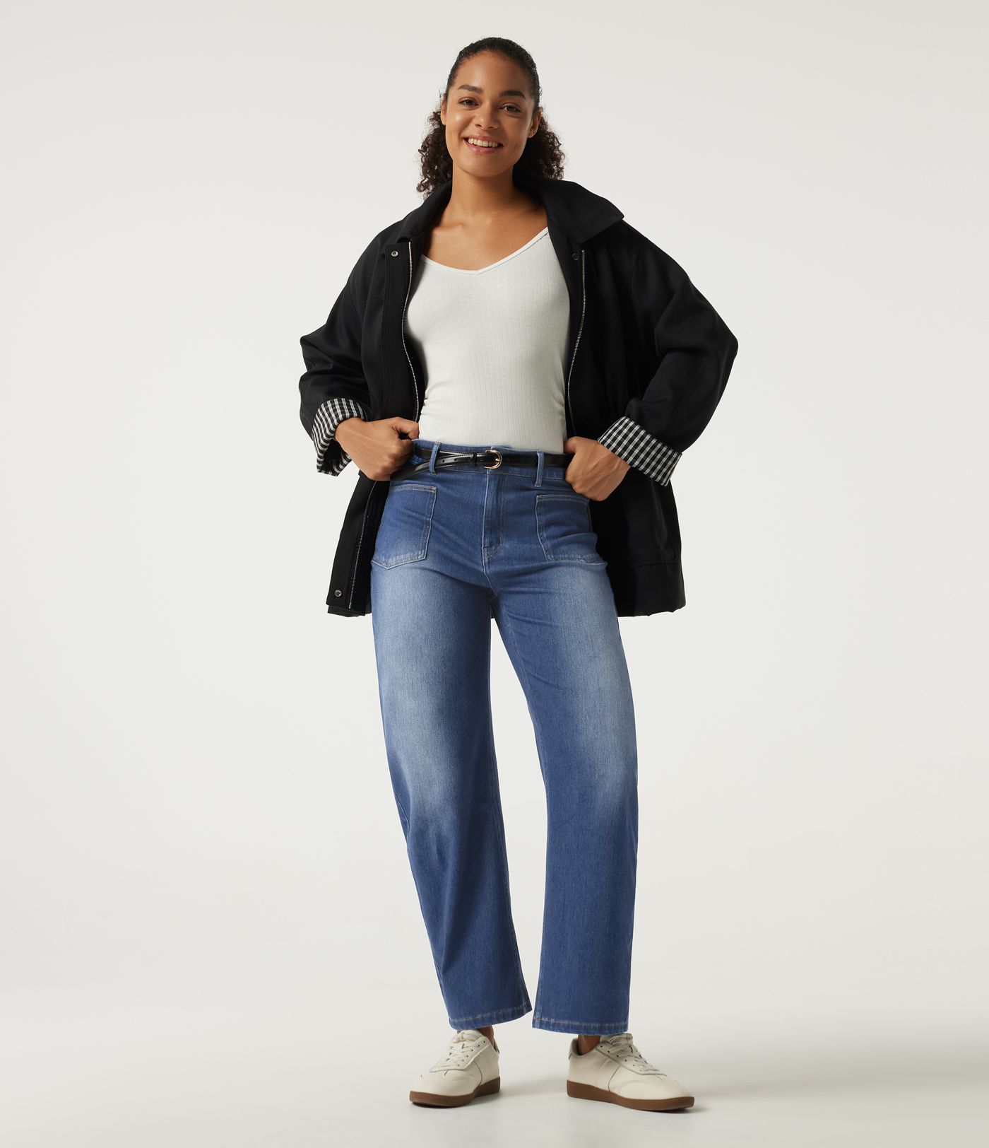 Halara Flex™ High Waisted Barrel Leg Casual Cotton Jeans with Pockets