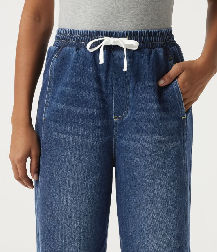 Halara Flex™ High Waisted Drawstring Wide Leg Casual Jeans with Pockets
