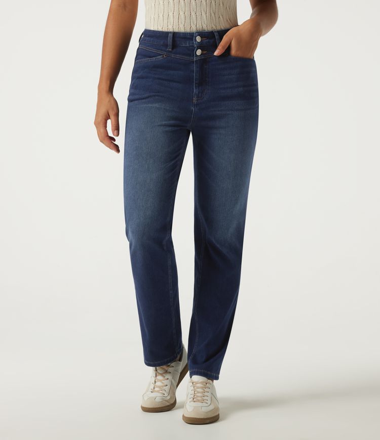 Halara Flex™ jean décontracté à taille haute, coupe droite, avec poches