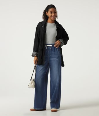 Halara Flex™ High Waisted Drawstring Wide Leg Casual Jeans with Pockets