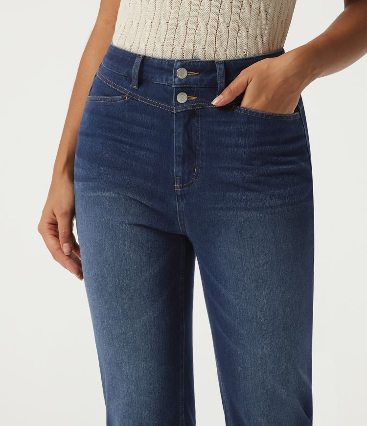 Halara Flex™ jean décontracté à taille haute, coupe droite, avec poches