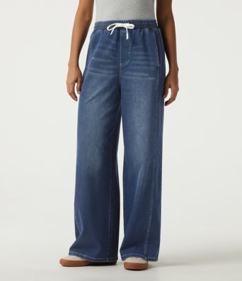 Halara Flex™ High Waisted Drawstring Wide Leg Casual Jeans with Pockets