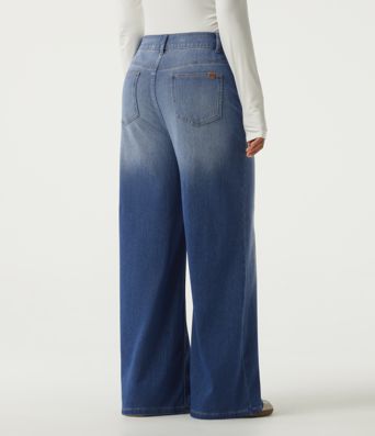 Halara Flex™ High Waisted Asymmetric Wide Leg Casual Jeans with Pockets