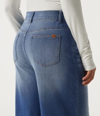 Halara Flex™ High Waisted Asymmetric Wide Leg Casual Jeans with Pockets