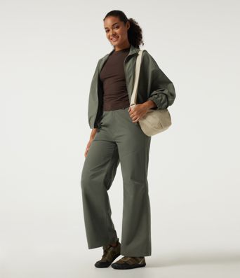 High Waisted Wide Leg Hiking Pants with Pockets High Waisted Wide Leg Hiking Pants with Pockets