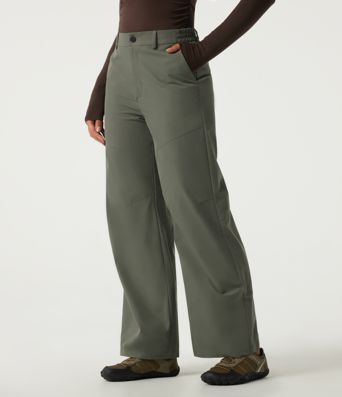 High Waisted Wide Leg Hiking Pants with Pockets High Waisted Wide Leg Hiking Pants with Pockets