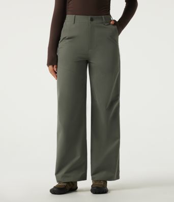 High Waisted Wide Leg Hiking Pants with Pockets High Waisted Wide Leg Hiking Pants with Pockets