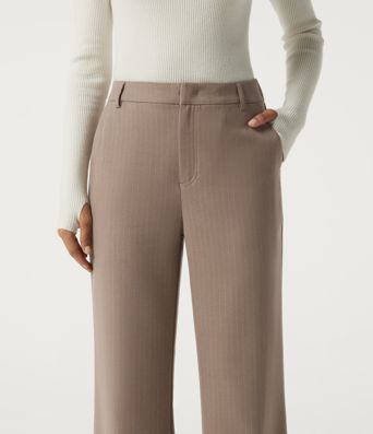 Mid Rise Straight Leg Stripe Work Pants with Pockets Mid Rise Straight Leg Stripe Work Pants with Pockets