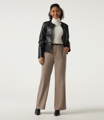 Mid Rise Straight Leg Stripe Work Pants with Pockets Mid Rise Straight Leg Stripe Work Pants with Pockets