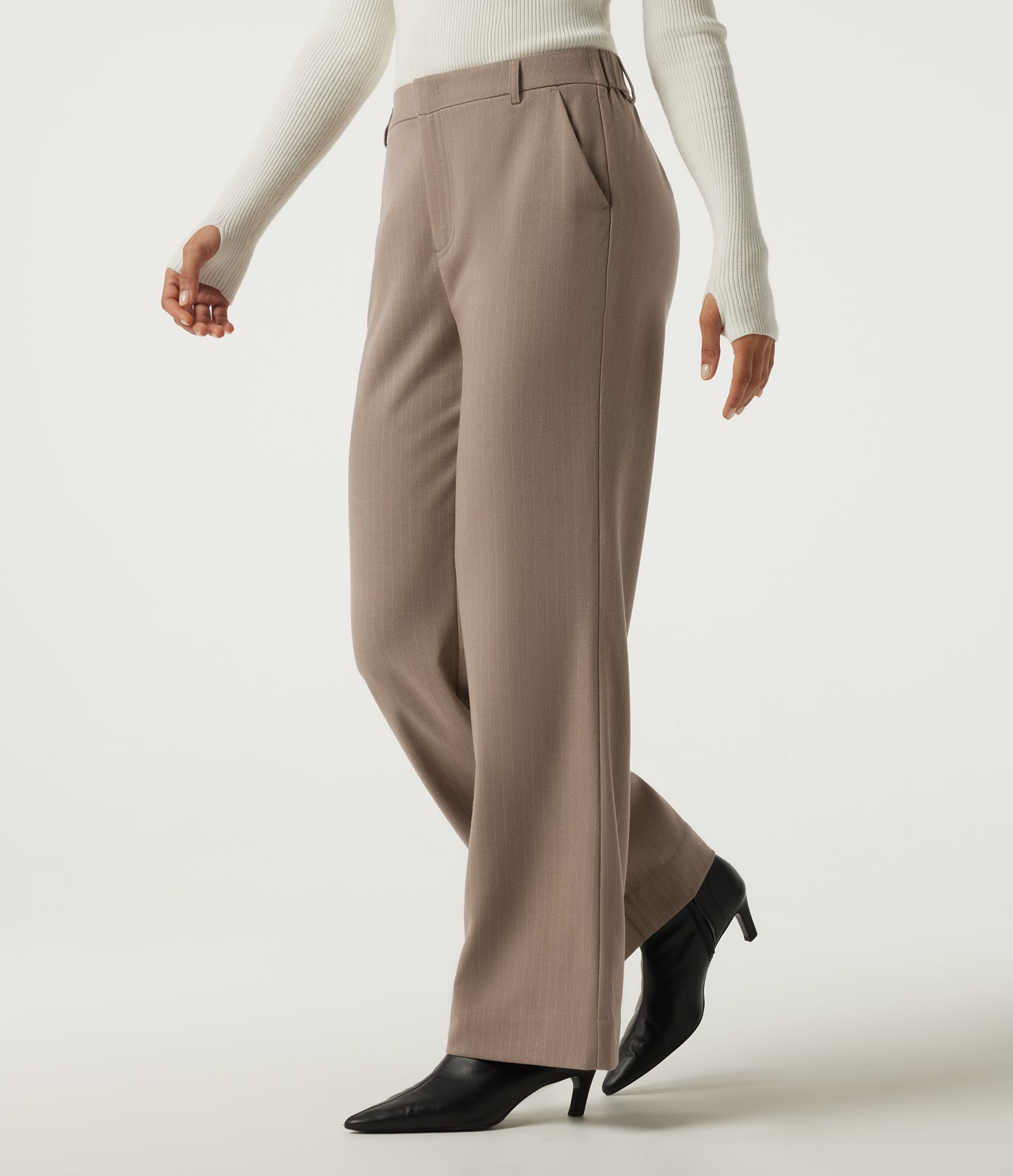 Mid Rise Straight Leg Stripe Work Pants with Pockets Mid Rise Straight Leg Stripe Work Pants with Pockets