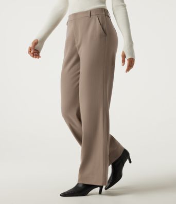 Mid Rise Straight Leg Stripe Work Pants with Pockets Mid Rise Straight Leg Stripe Work Pants with Pockets