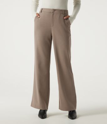 Mid Rise Straight Leg Stripe Work Pants with Pockets Mid Rise Straight Leg Stripe Work Pants with Pockets