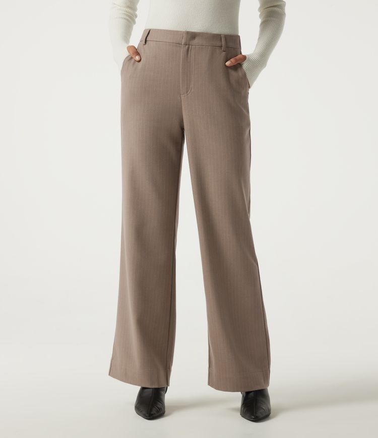 Mid Rise Straight Leg Stripe Work Pants with Pockets Mid Rise Straight Leg Stripe Work Pants with Pockets