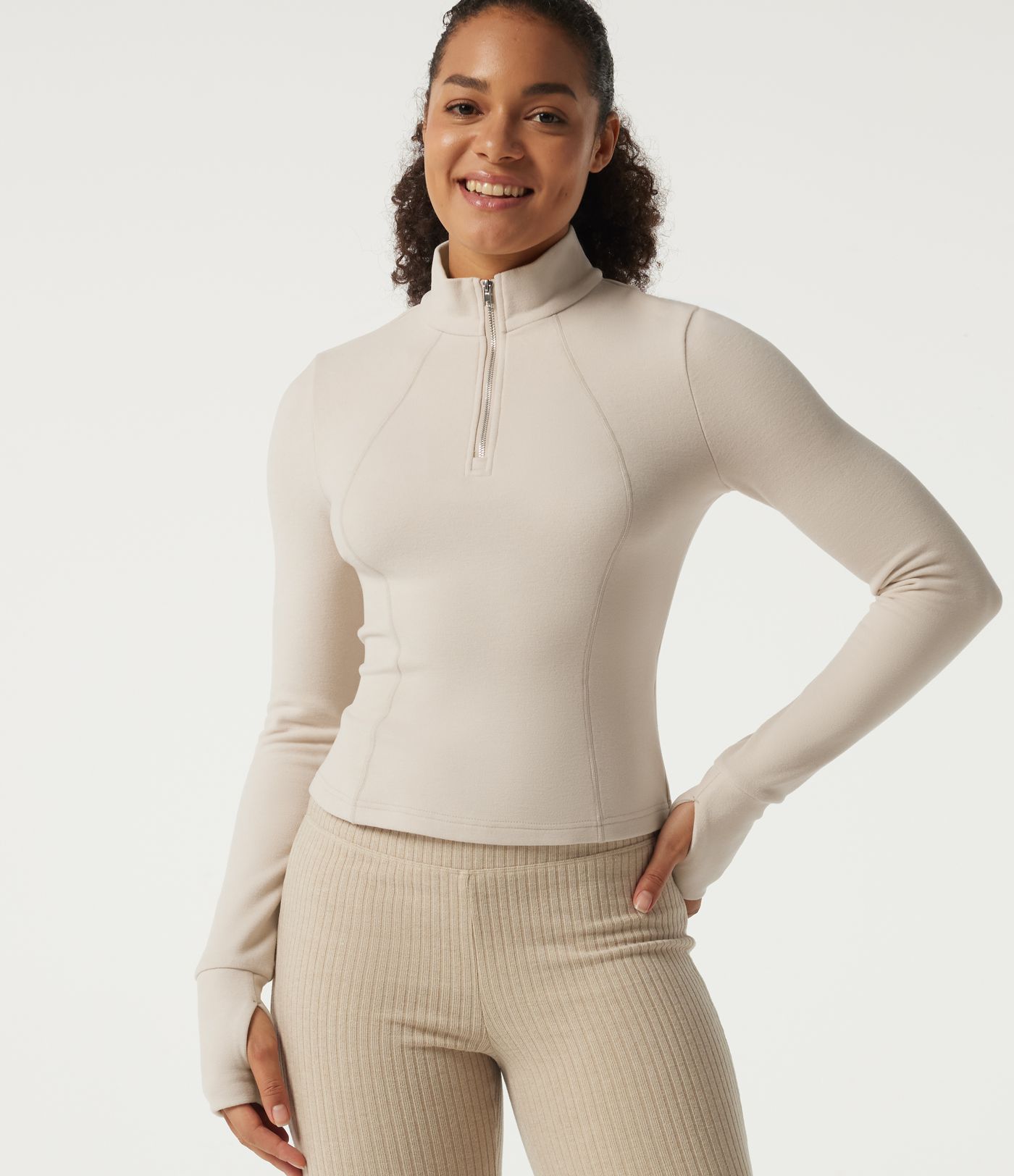 Stand Collar Long Sleeve Fleece Casual Jacket