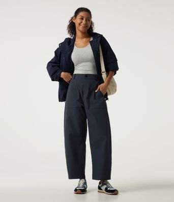 High Waisted Barrel Leg Hiking Pants with Pockets