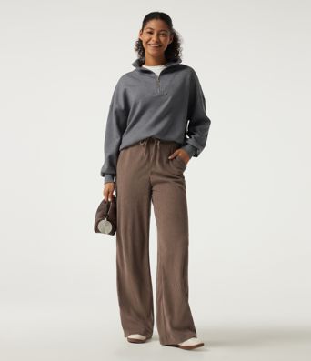 High Waisted Drawstring Wide Leg Corduroy Casual Pants with Pockets