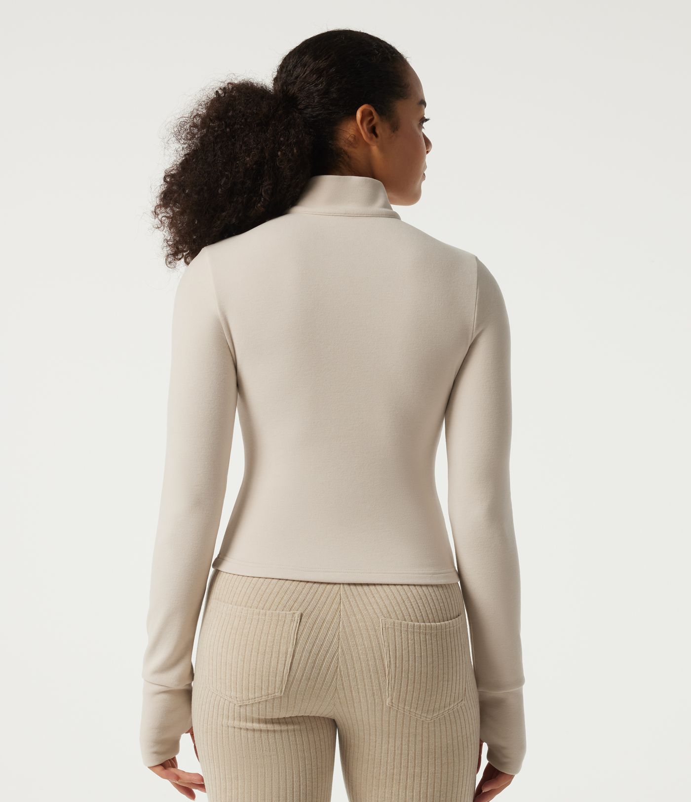 Stand Collar Long Sleeve Fleece Casual Jacket